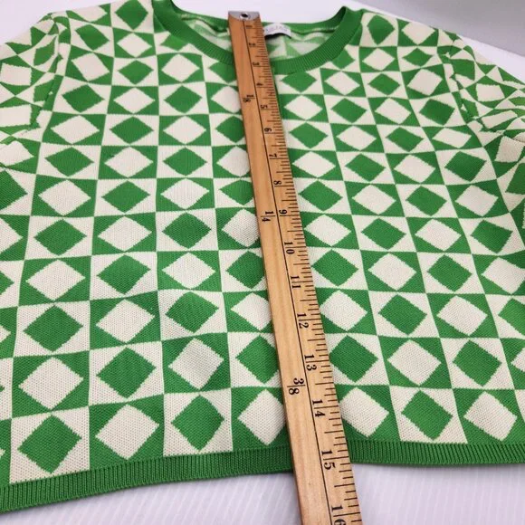 Zara Women's Green and Cream Cardigan, Lime Cream Cropped Button Up Top, Size Sm - Picture 8 of 8